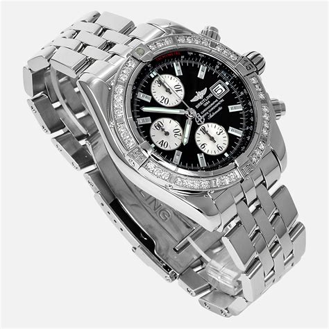 breitling chronomat evolution a13356 diamond bezel ebay|breitling evolution diamond bezel.